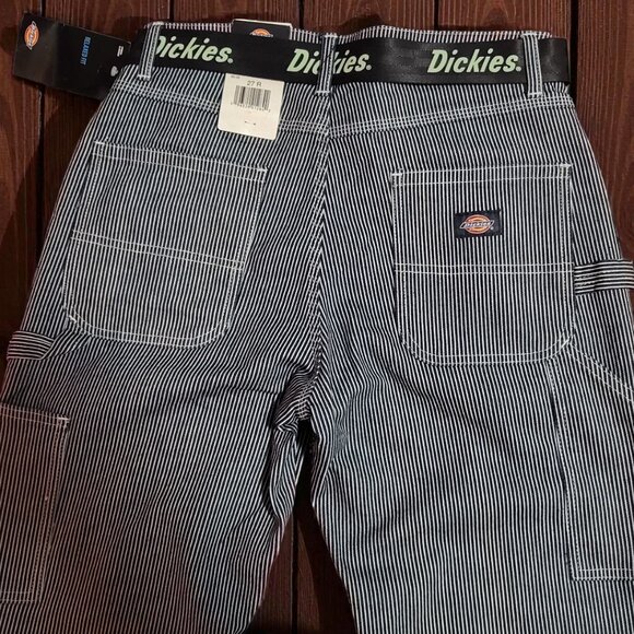 Dickies Womens stripped Relaxed Fit Carpenter Pants White/black Belt - Picture 5 of 6